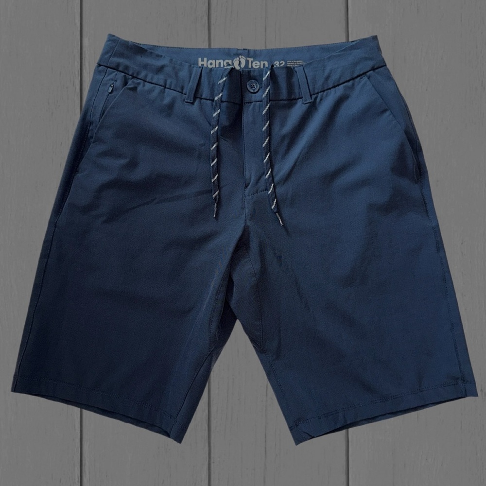 Hang Ten Performance Shorts Men’s 32 Navy Blue Stretch Drawstring Hybrid